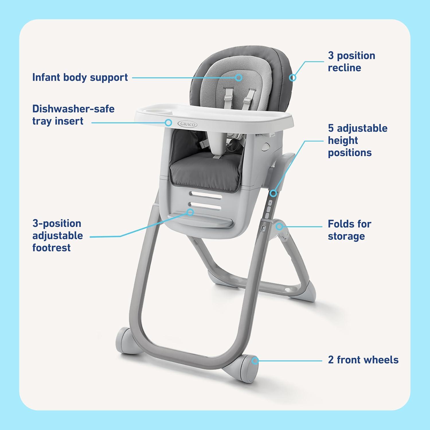 imageGraco DuoDiner DLX 6in1 Convertible High Chair Infant to Toddler Booster ampamp Youth Stool Adjustable Height ampamp Recline Easy Clean Tray Insert Arlo