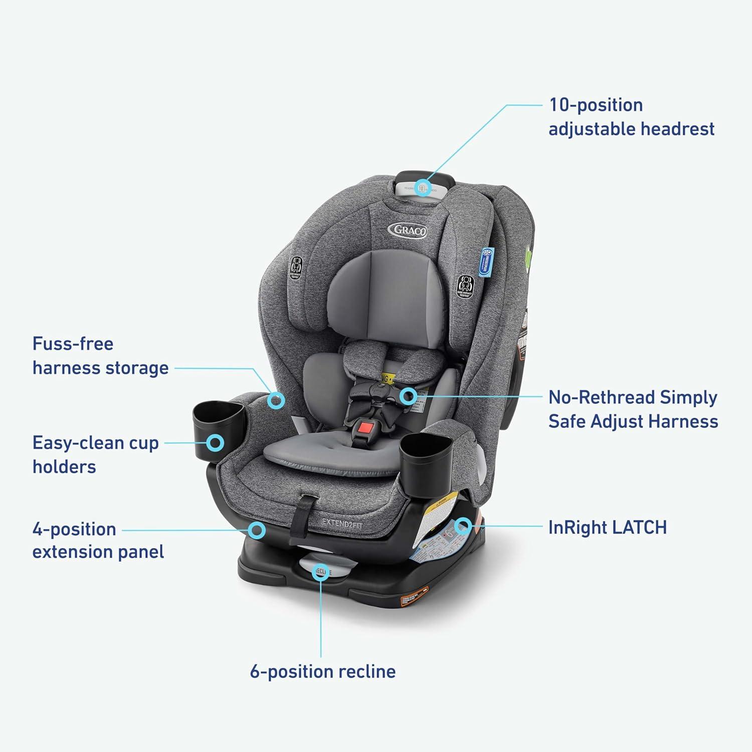 imageGraco Extend2Fit Kenzie 2in1 Convertible Car Seat for Infants to Toddlers with Advanced Safety FeaturesCullen 20