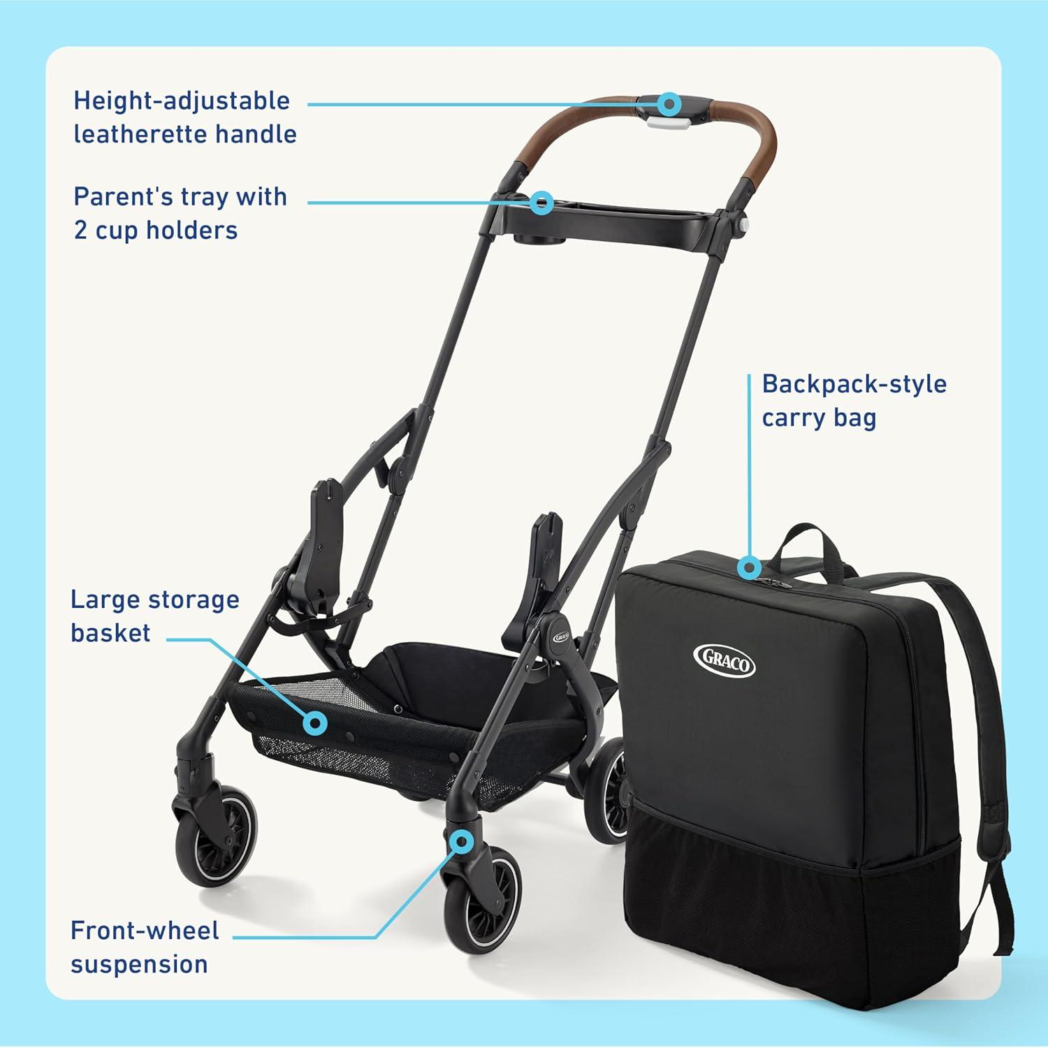 imageGraco Gomax Frame Stroller Accepts All Graco Infant Car Seats Backpack Style Lightweight Travel Stroller FrameAce