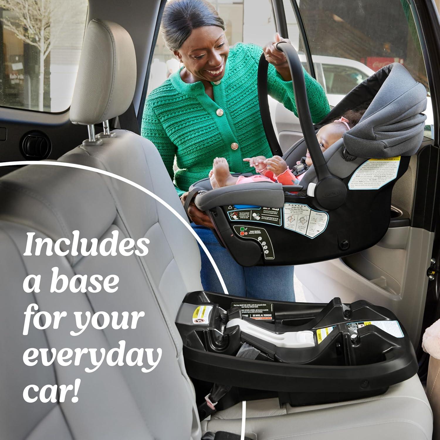 imageGraco Gomax Infant Car Seat Ace Lightweight Reclining Rear Facing Car Seat Installs with or Without a BaseAce