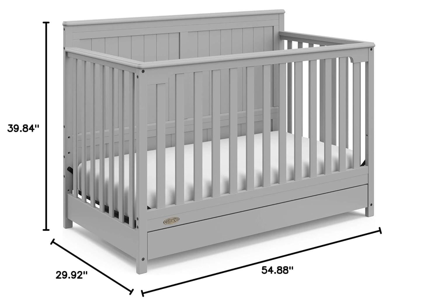 imageGraco Hadley 5in1 Convertible Crib ampamp Changer Espresso GREENGUARD Gold Certified Fits Standard Crib Mattress Converts to Toddler Bed and Full Bed 4 Adjustable Mattress HeightsPebble Gray