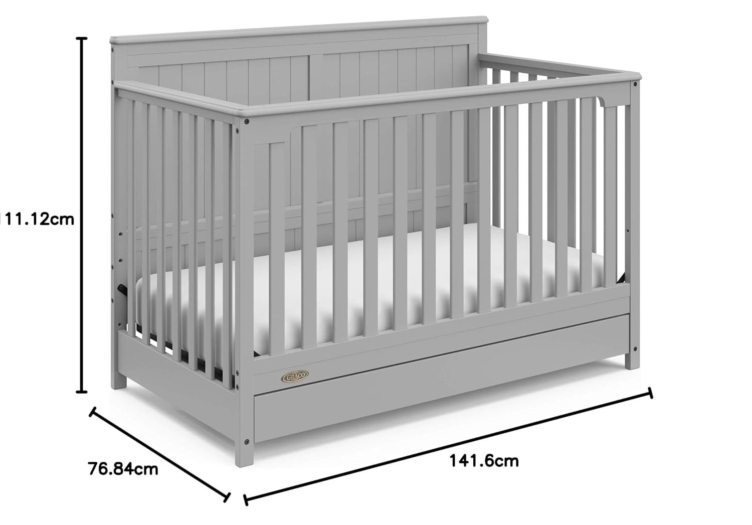 imageGraco Hadley 5in1 Convertible Crib ampamp Changer Espresso GREENGUARD Gold Certified Fits Standard Crib Mattress Converts to Toddler Bed and Full Bed 4 Adjustable Mattress HeightsPebble Gray