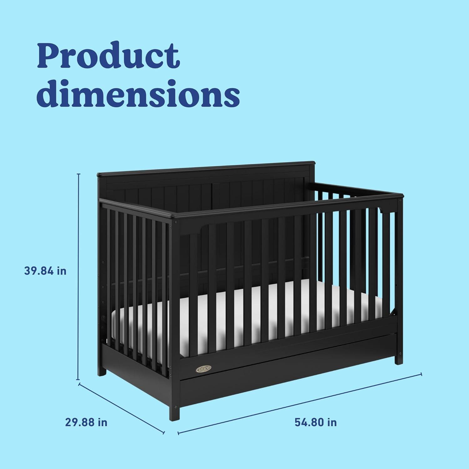 imageGraco Hadley 5in1 Convertible Crib ampamp Changer Espresso GREENGUARD Gold Certified Fits Standard Crib Mattress Converts to Toddler Bed and Full Bed 4 Adjustable Mattress HeightsBlack