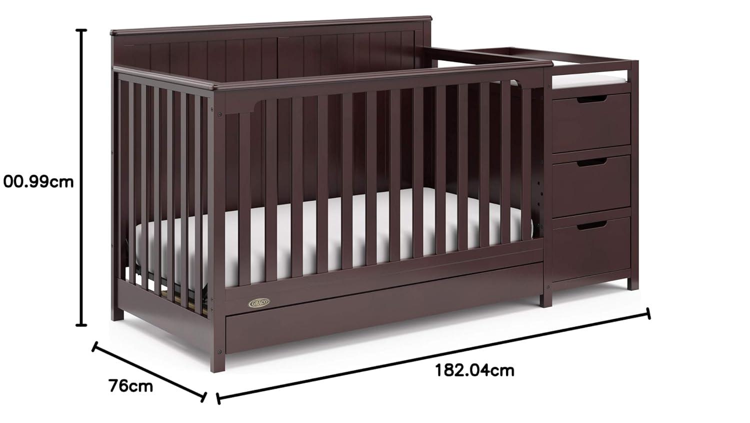 imageGraco Hadley 5in1 Convertible Crib ampamp Changer Espresso GREENGUARD Gold Certified Fits Standard Crib Mattress Converts to Toddler Bed and Full Bed 4 Adjustable Mattress HeightsEspresso