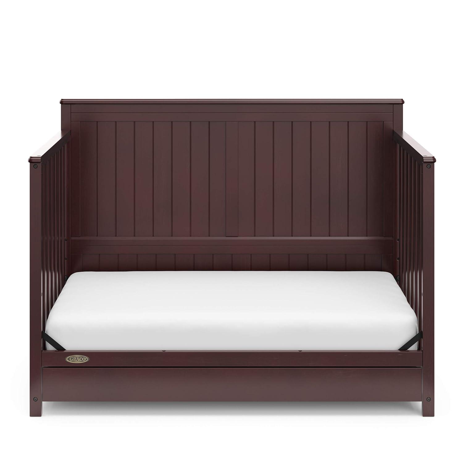 imageGraco Hadley 5in1 Convertible Crib ampamp Changer Espresso GREENGUARD Gold Certified Fits Standard Crib Mattress Converts to Toddler Bed and Full Bed 4 Adjustable Mattress HeightsEspresso