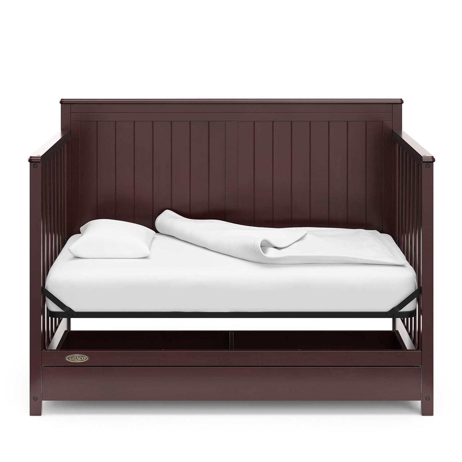 imageGraco Hadley 5in1 Convertible Crib ampamp Changer Espresso GREENGUARD Gold Certified Fits Standard Crib Mattress Converts to Toddler Bed and Full Bed 4 Adjustable Mattress HeightsEspresso