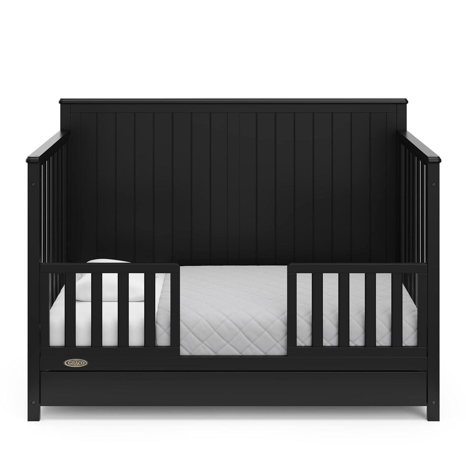 imageGraco Hadley 5in1 Convertible Crib ampamp Changer Espresso GREENGUARD Gold Certified Fits Standard Crib Mattress Converts to Toddler Bed and Full Bed 4 Adjustable Mattress HeightsBlack