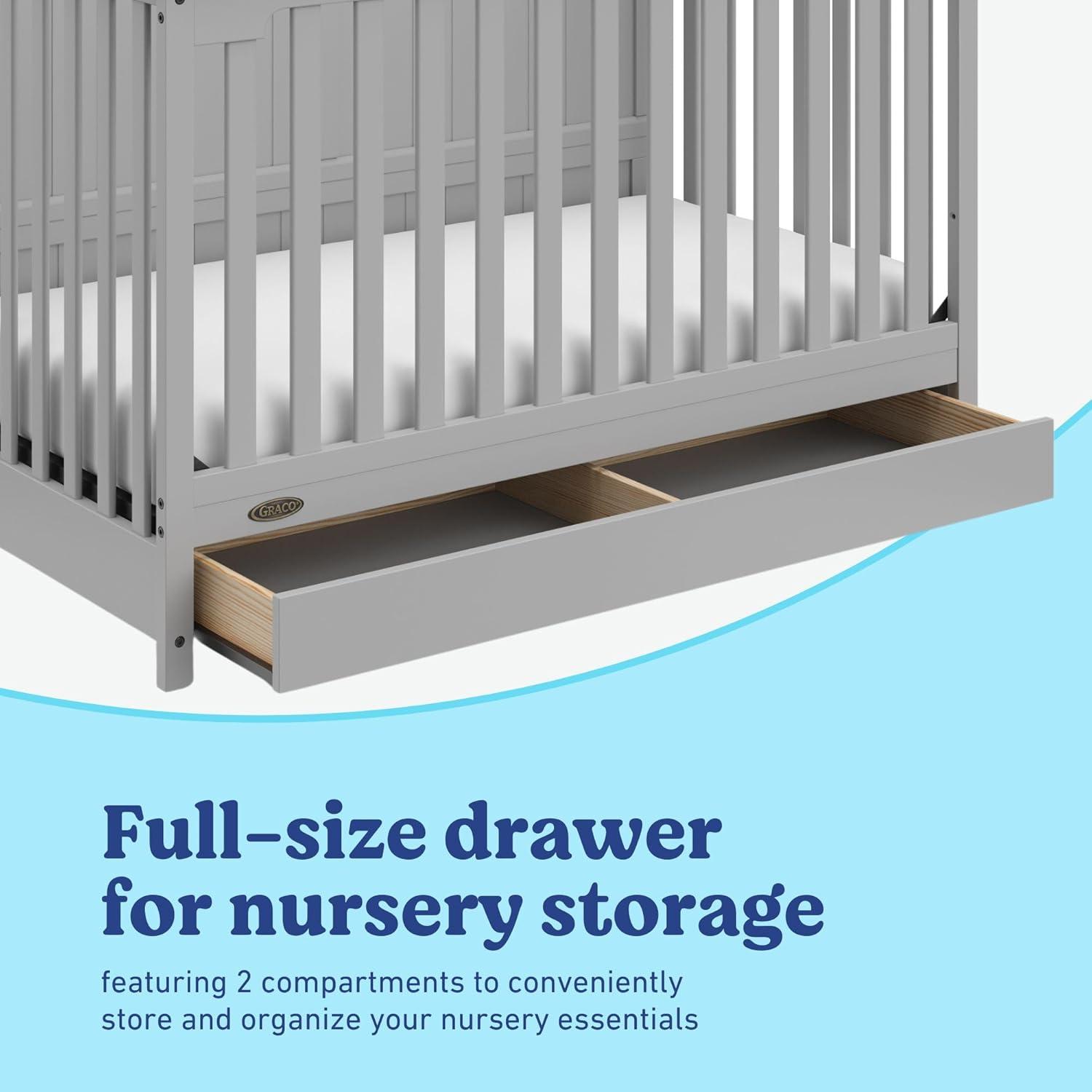 imageGraco Hadley 5in1 Convertible Crib ampamp Changer Espresso GREENGUARD Gold Certified Fits Standard Crib Mattress Converts to Toddler Bed and Full Bed 4 Adjustable Mattress HeightsPebble Gray