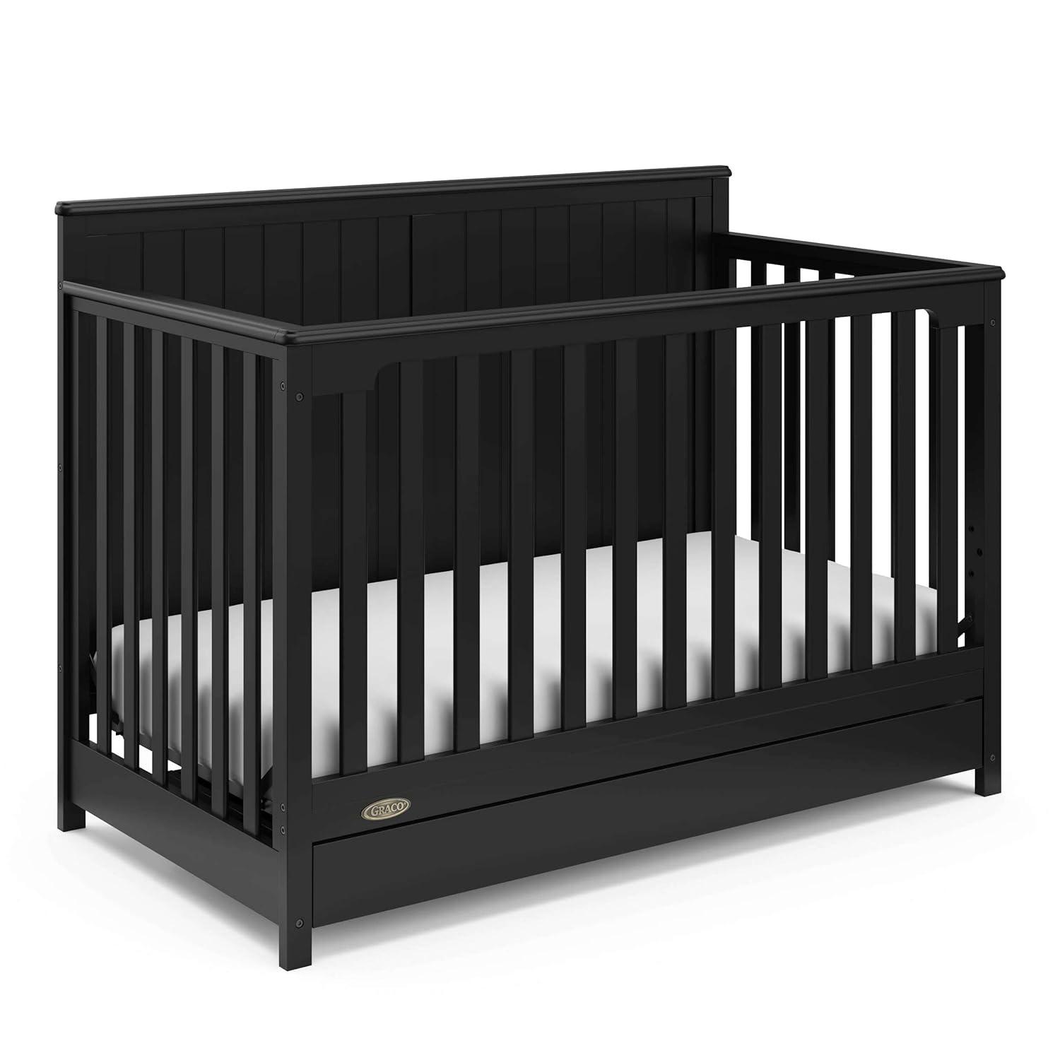 imageGraco Hadley 5in1 Convertible Crib ampamp Changer Espresso GREENGUARD Gold Certified Fits Standard Crib Mattress Converts to Toddler Bed and Full Bed 4 Adjustable Mattress HeightsBlack