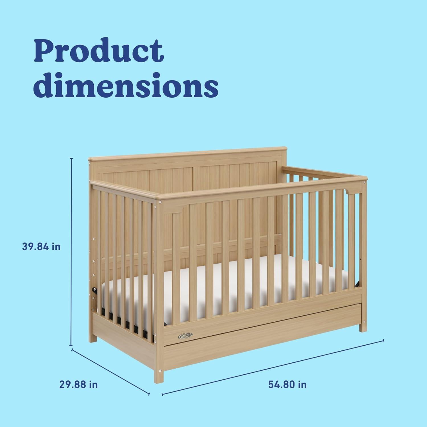 imageGraco Hadley 5in1 Convertible Crib ampamp Changer Espresso GREENGUARD Gold Certified Fits Standard Crib Mattress Converts to Toddler Bed and Full Bed 4 Adjustable Mattress HeightsDriftwood