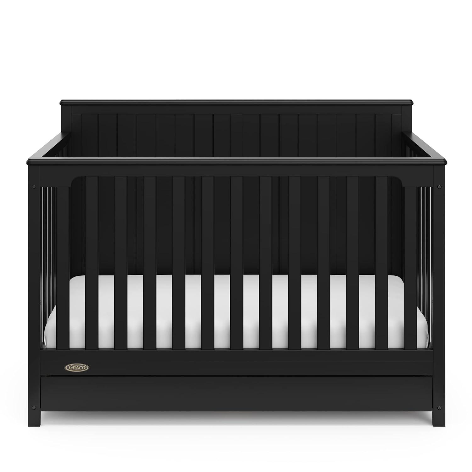 imageGraco Hadley 5in1 Convertible Crib ampamp Changer Espresso GREENGUARD Gold Certified Fits Standard Crib Mattress Converts to Toddler Bed and Full Bed 4 Adjustable Mattress HeightsBlack