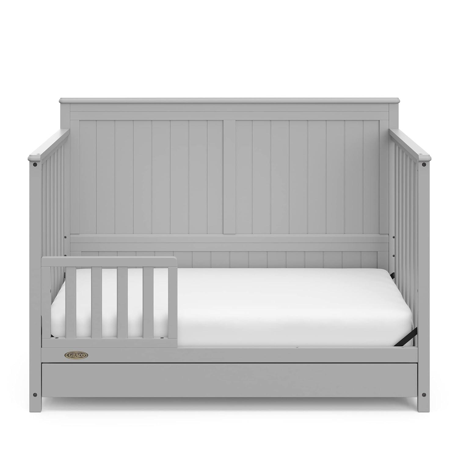 imageGraco Hadley 5in1 Convertible Crib ampamp Changer Espresso GREENGUARD Gold Certified Fits Standard Crib Mattress Converts to Toddler Bed and Full Bed 4 Adjustable Mattress HeightsPebble Gray