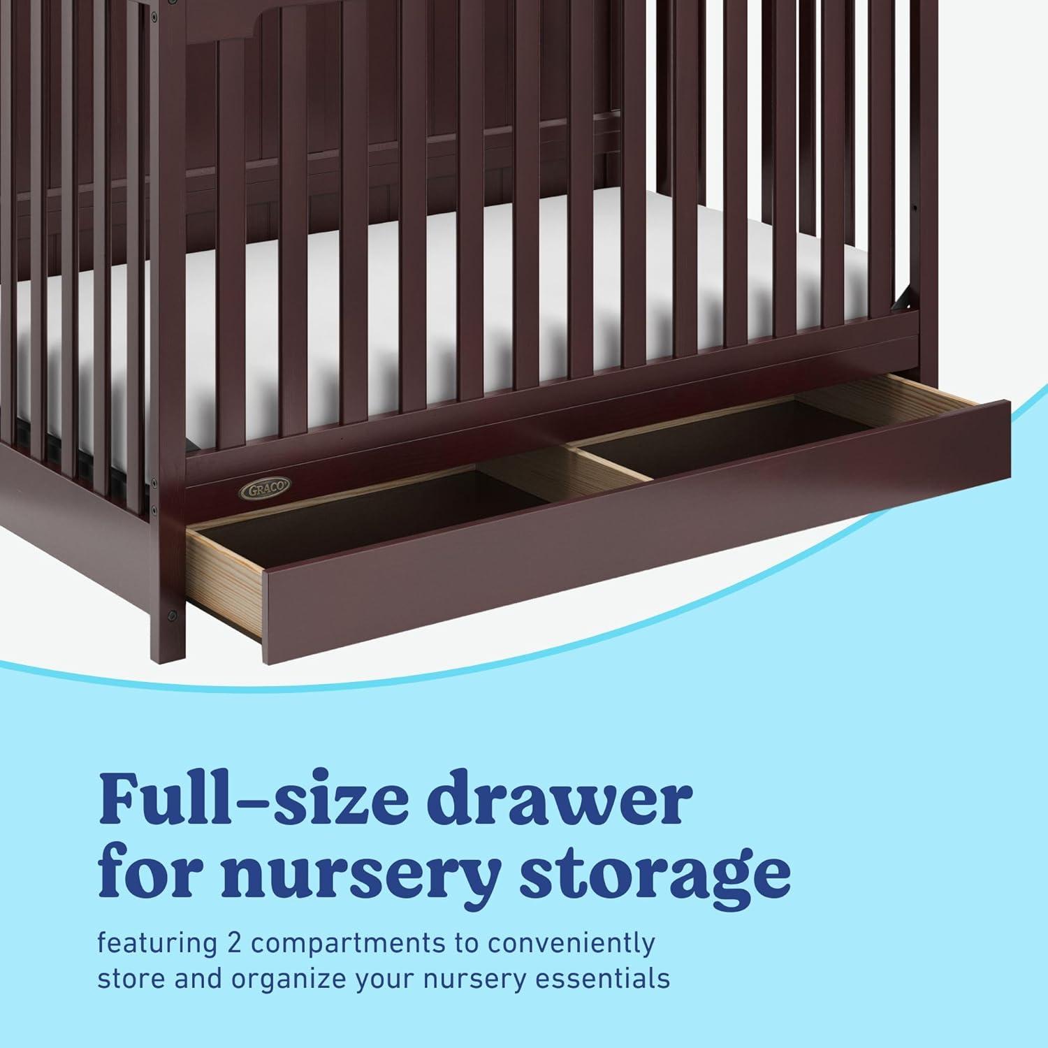 imageGraco Hadley 5in1 Convertible Crib ampamp Changer Espresso GREENGUARD Gold Certified Fits Standard Crib Mattress Converts to Toddler Bed and Full Bed 4 Adjustable Mattress HeightsEspresso