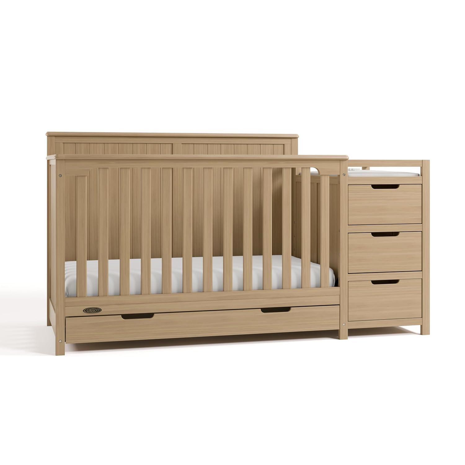 imageGraco Hadley 5in1 Convertible Crib ampamp Changer Espresso GREENGUARD Gold Certified Fits Standard Crib Mattress Converts to Toddler Bed and Full Bed 4 Adjustable Mattress HeightsDriftwood