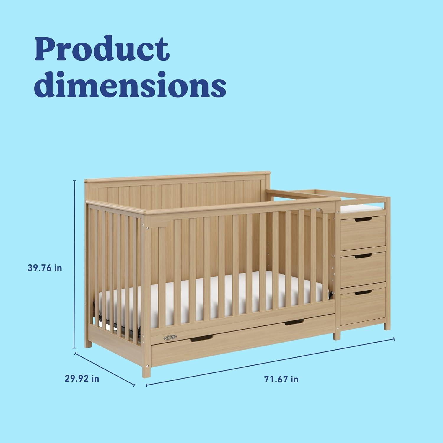 imageGraco Hadley 5in1 Convertible Crib ampamp Changer Espresso GREENGUARD Gold Certified Fits Standard Crib Mattress Converts to Toddler Bed and Full Bed 4 Adjustable Mattress HeightsDriftwood