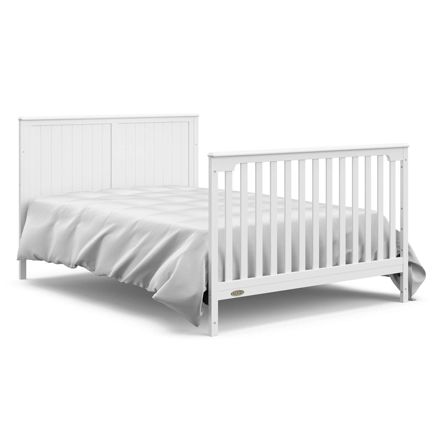 imageGraco Hadley 5in1 Convertible Crib ampamp Changer Espresso GREENGUARD Gold Certified Fits Standard Crib Mattress Converts to Toddler Bed and Full Bed 4 Adjustable Mattress HeightsWhite