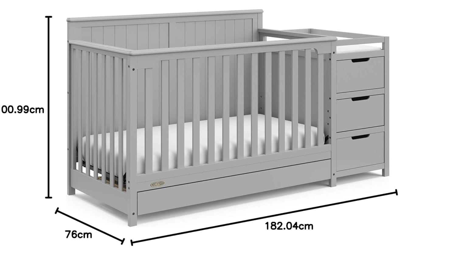 imageGraco Hadley 5in1 Convertible Crib ampamp Changer Espresso GREENGUARD Gold Certified Fits Standard Crib Mattress Converts to Toddler Bed and Full Bed 4 Adjustable Mattress HeightsPebble Gray