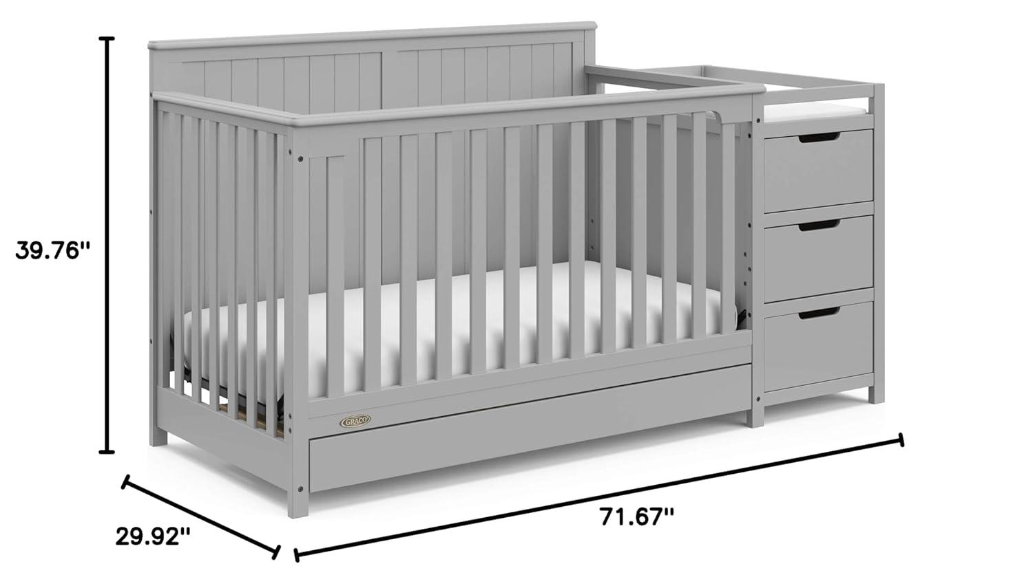 imageGraco Hadley 5in1 Convertible Crib ampamp Changer Espresso GREENGUARD Gold Certified Fits Standard Crib Mattress Converts to Toddler Bed and Full Bed 4 Adjustable Mattress HeightsPebble Gray