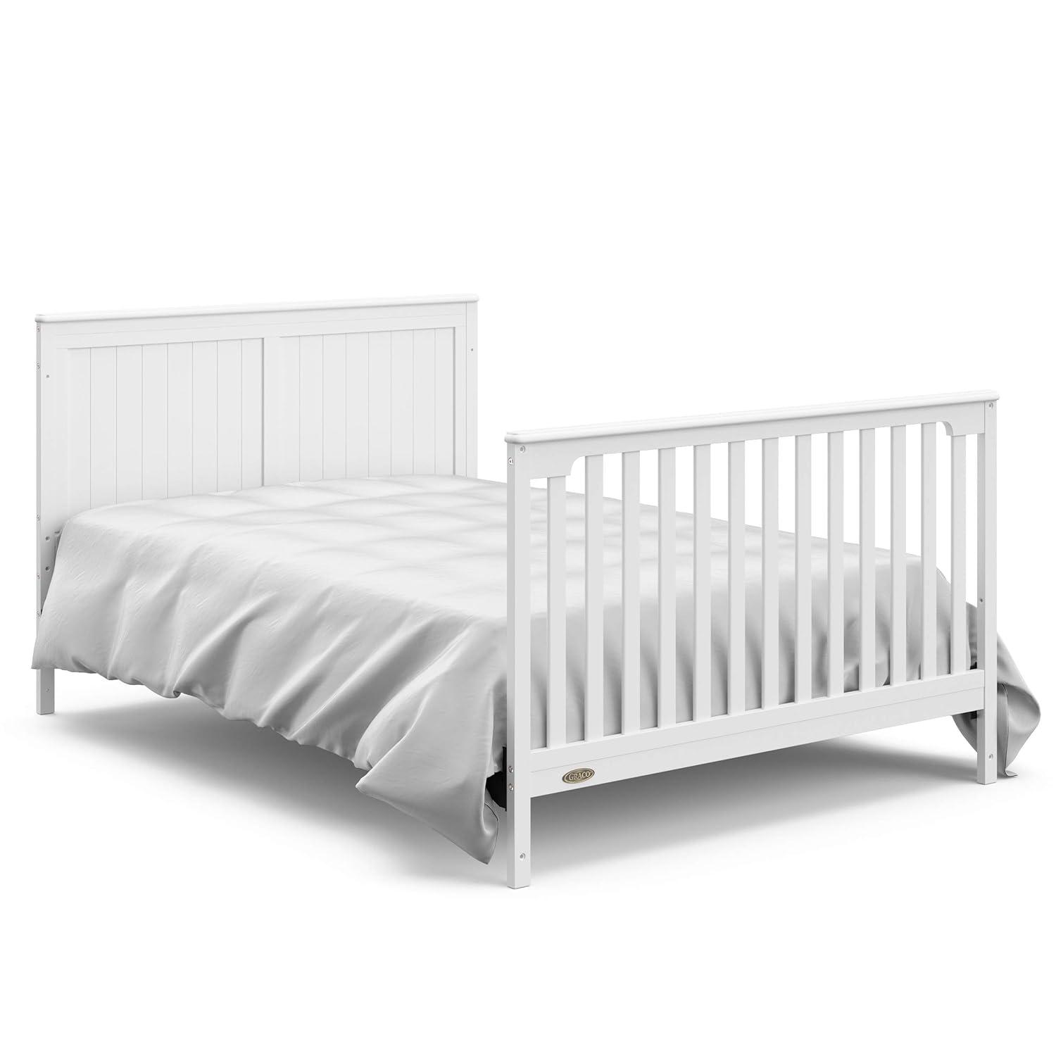 imageGraco Hadley 5in1 Convertible Crib ampamp Changer Espresso GREENGUARD Gold Certified Fits Standard Crib Mattress Converts to Toddler Bed and Full Bed 4 Adjustable Mattress HeightsWhite