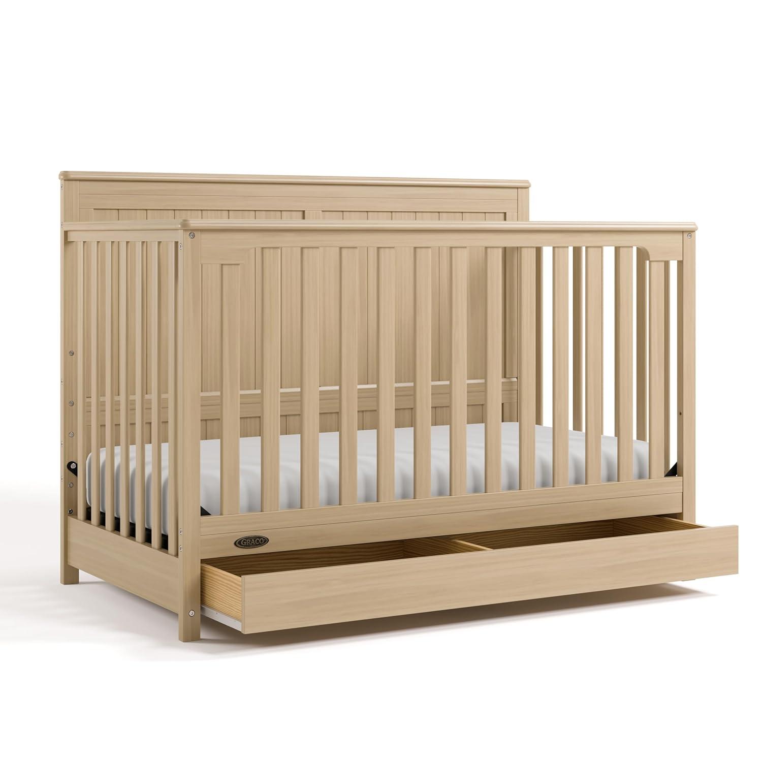 imageGraco Hadley 5in1 Convertible Crib ampamp Changer Espresso GREENGUARD Gold Certified Fits Standard Crib Mattress Converts to Toddler Bed and Full Bed 4 Adjustable Mattress HeightsDriftwood