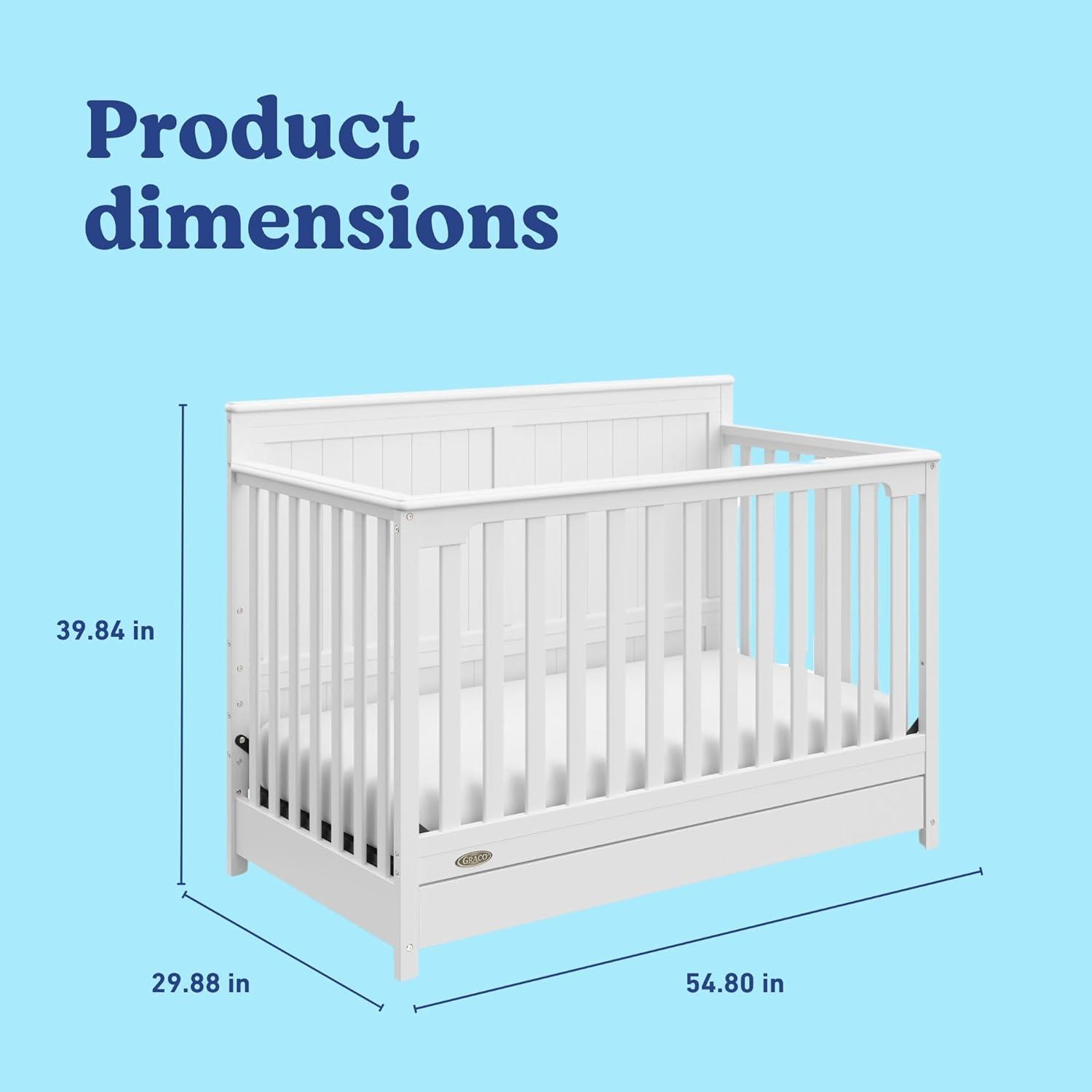 imageGraco Hadley 5in1 Convertible Crib ampamp Changer Espresso GREENGUARD Gold Certified Fits Standard Crib Mattress Converts to Toddler Bed and Full Bed 4 Adjustable Mattress HeightsWhite