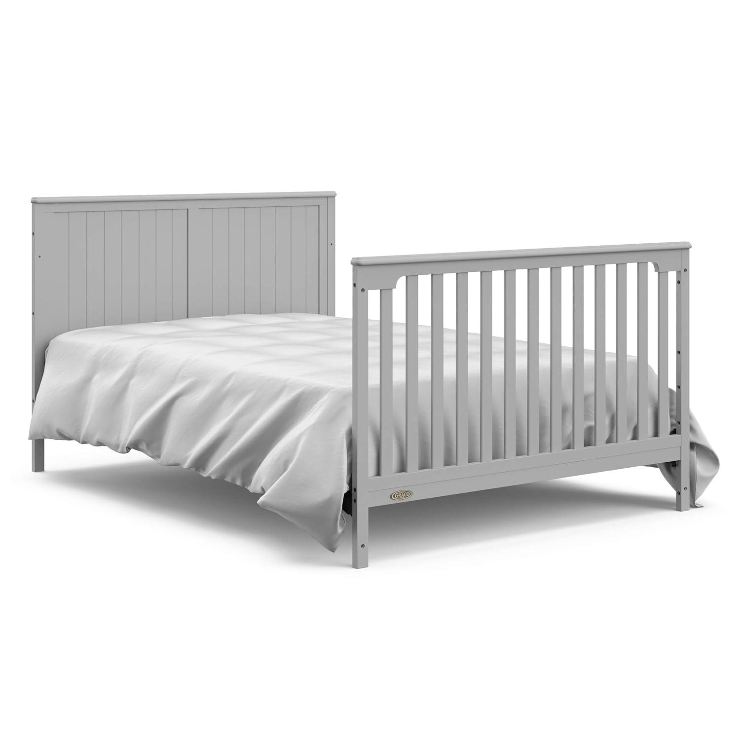imageGraco Hadley 5in1 Convertible Crib ampamp Changer Espresso GREENGUARD Gold Certified Fits Standard Crib Mattress Converts to Toddler Bed and Full Bed 4 Adjustable Mattress HeightsPebble Gray