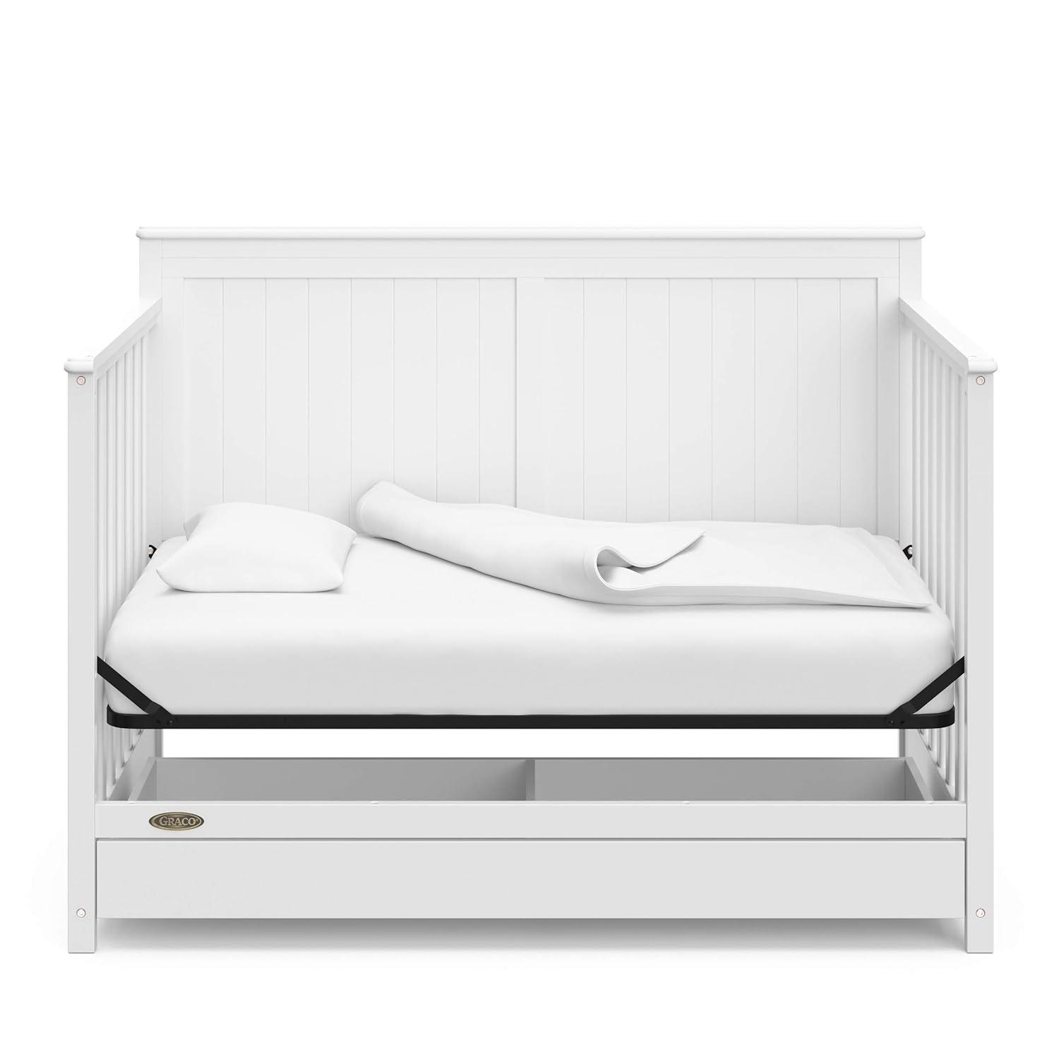 imageGraco Hadley 5in1 Convertible Crib ampamp Changer Espresso GREENGUARD Gold Certified Fits Standard Crib Mattress Converts to Toddler Bed and Full Bed 4 Adjustable Mattress HeightsWhite