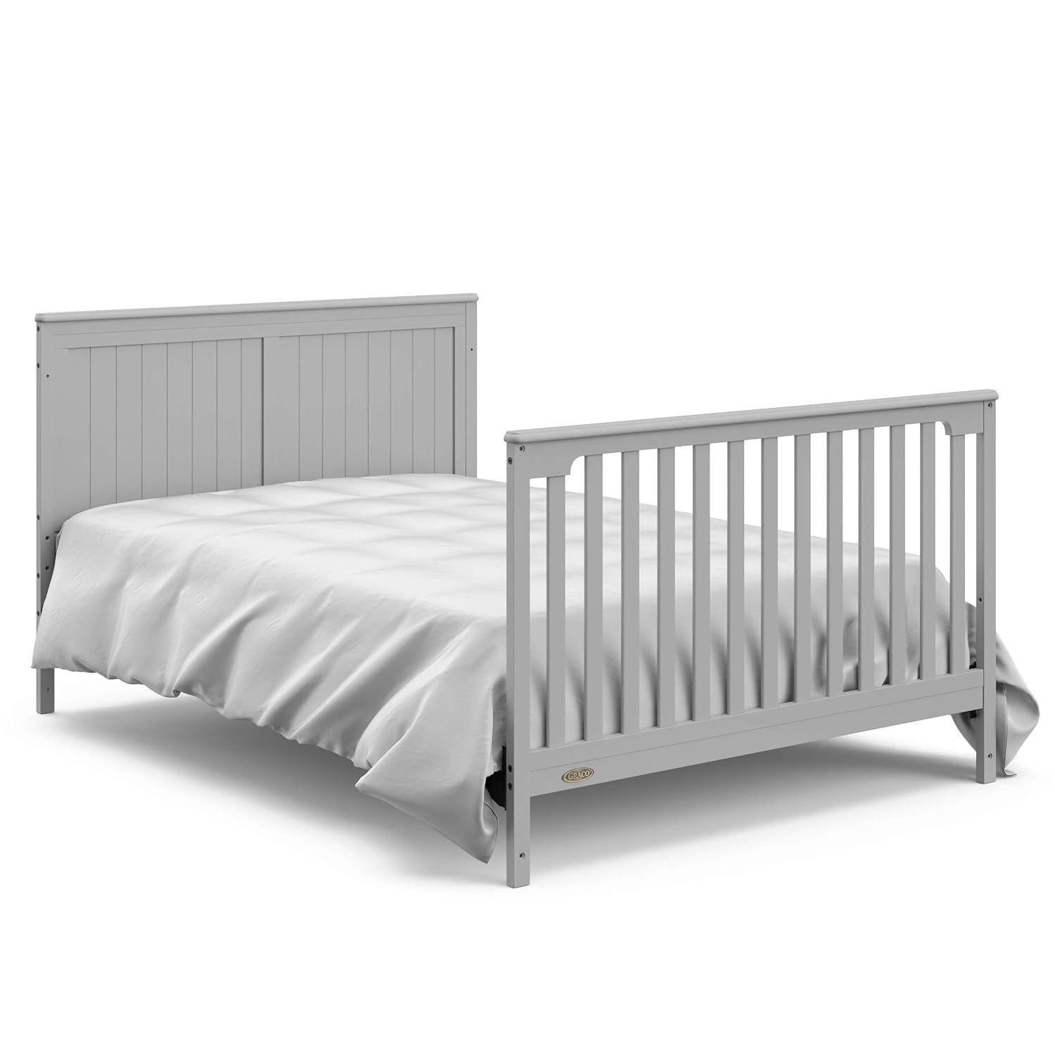imageGraco Hadley 5in1 Convertible Crib ampamp Changer Espresso GREENGUARD Gold Certified Fits Standard Crib Mattress Converts to Toddler Bed and Full Bed 4 Adjustable Mattress HeightsPebble Gray