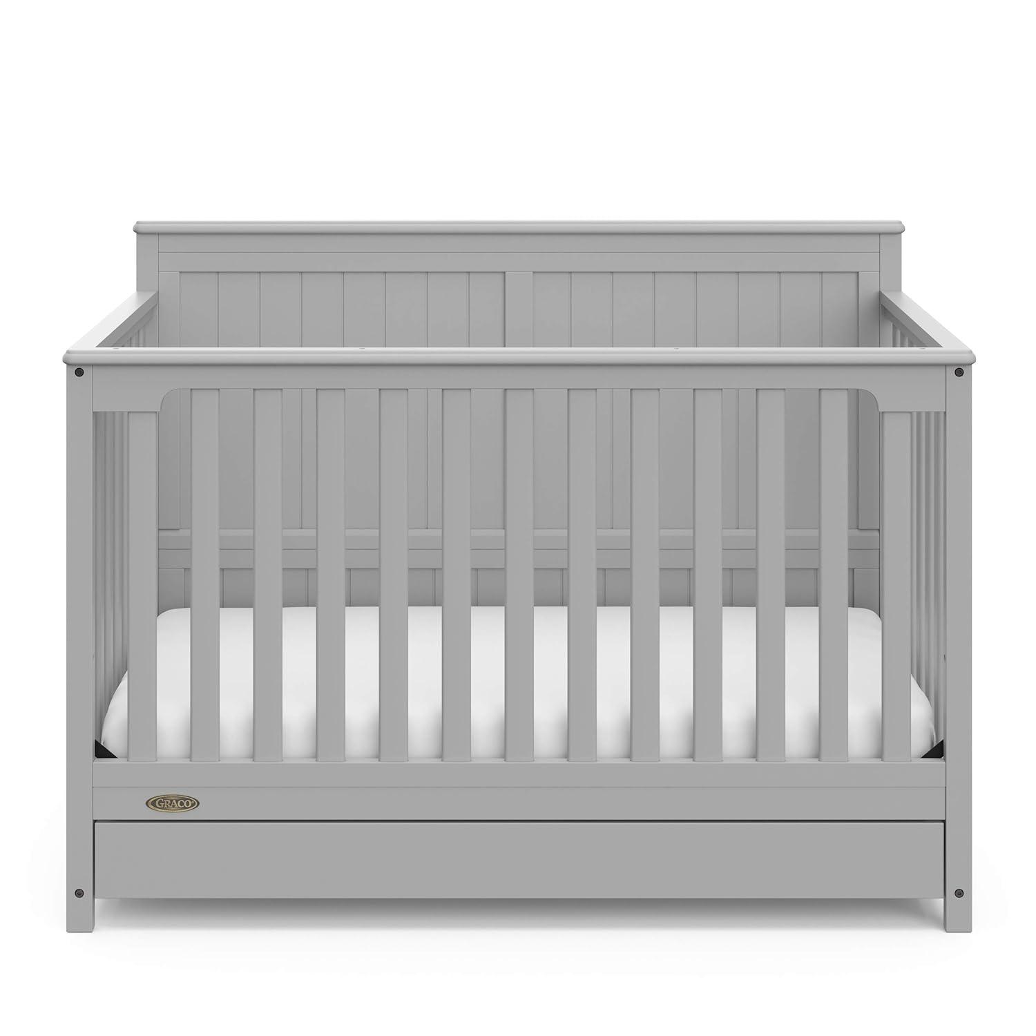 imageGraco Hadley 5in1 Convertible Crib ampamp Changer Espresso GREENGUARD Gold Certified Fits Standard Crib Mattress Converts to Toddler Bed and Full Bed 4 Adjustable Mattress HeightsPebble Gray
