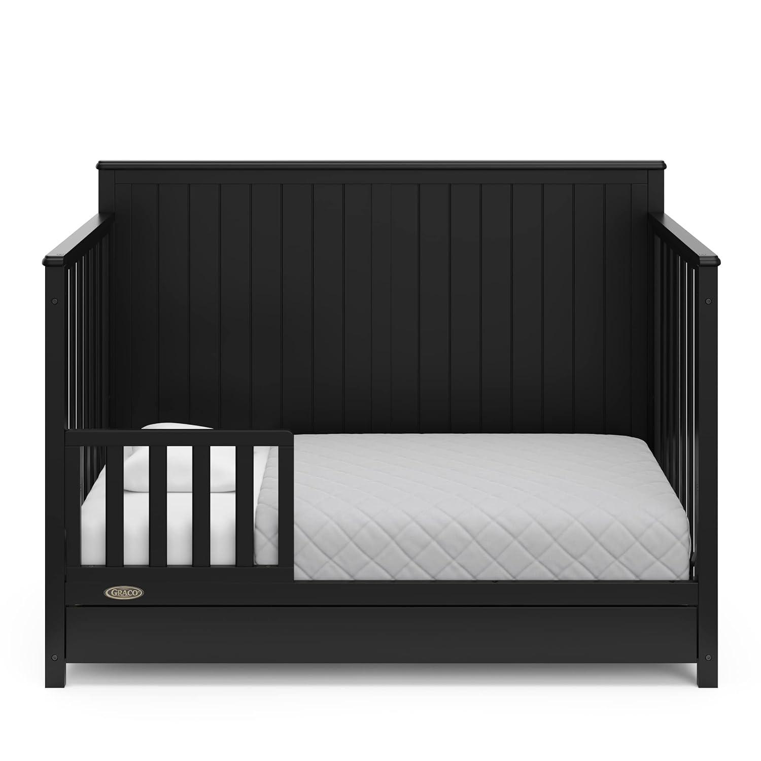imageGraco Hadley 5in1 Convertible Crib ampamp Changer Espresso GREENGUARD Gold Certified Fits Standard Crib Mattress Converts to Toddler Bed and Full Bed 4 Adjustable Mattress HeightsBlack