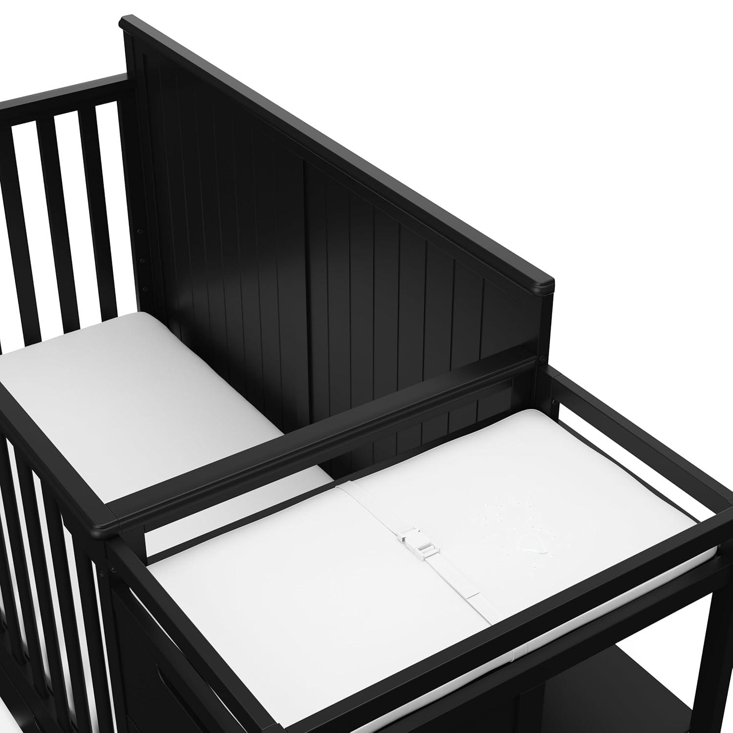 imageGraco Hadley 5in1 Convertible Crib ampamp Changer Espresso GREENGUARD Gold Certified Fits Standard Crib Mattress Converts to Toddler Bed and Full Bed 4 Adjustable Mattress HeightsBlack