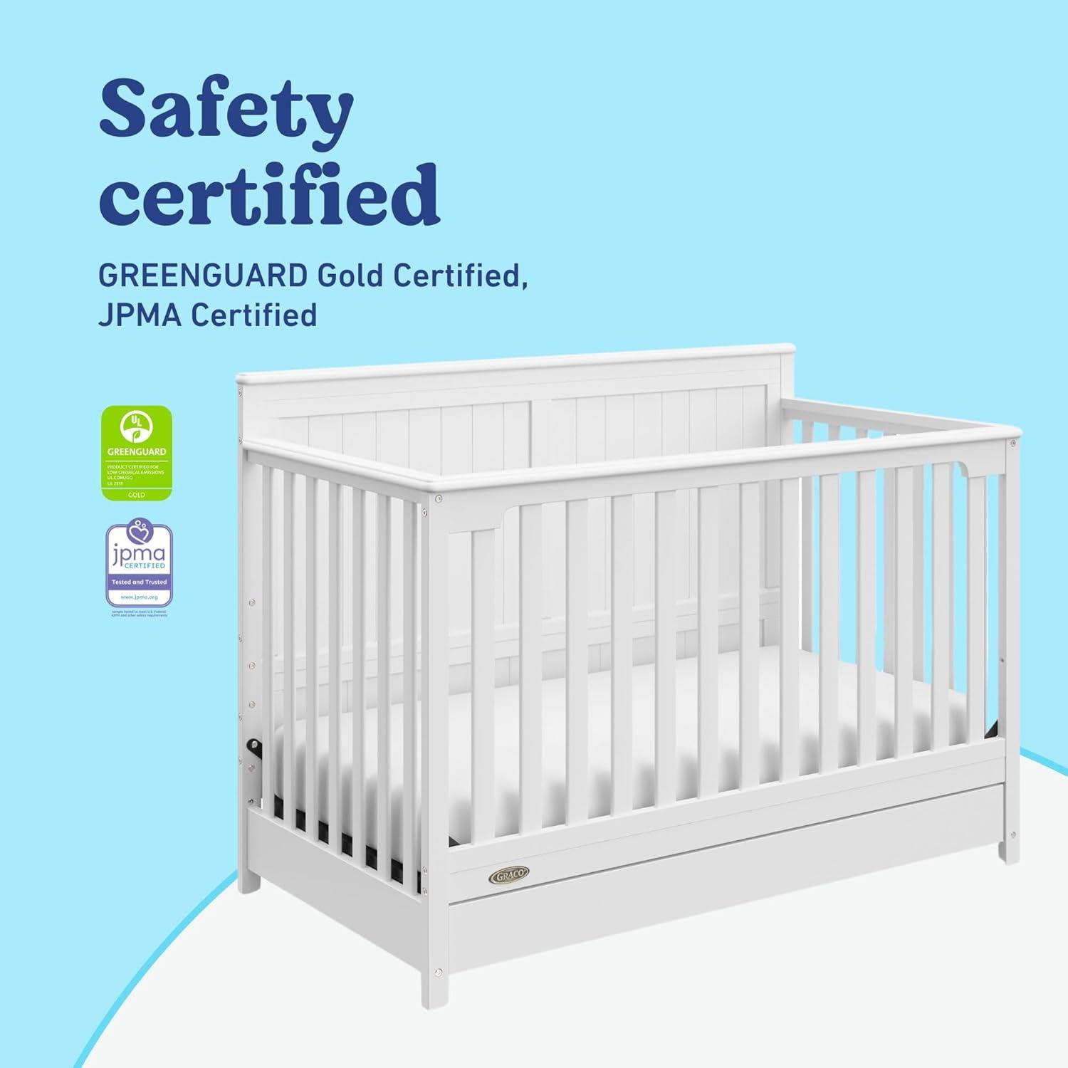 imageGraco Hadley 5in1 Convertible Crib ampamp Changer Espresso GREENGUARD Gold Certified Fits Standard Crib Mattress Converts to Toddler Bed and Full Bed 4 Adjustable Mattress HeightsWhite