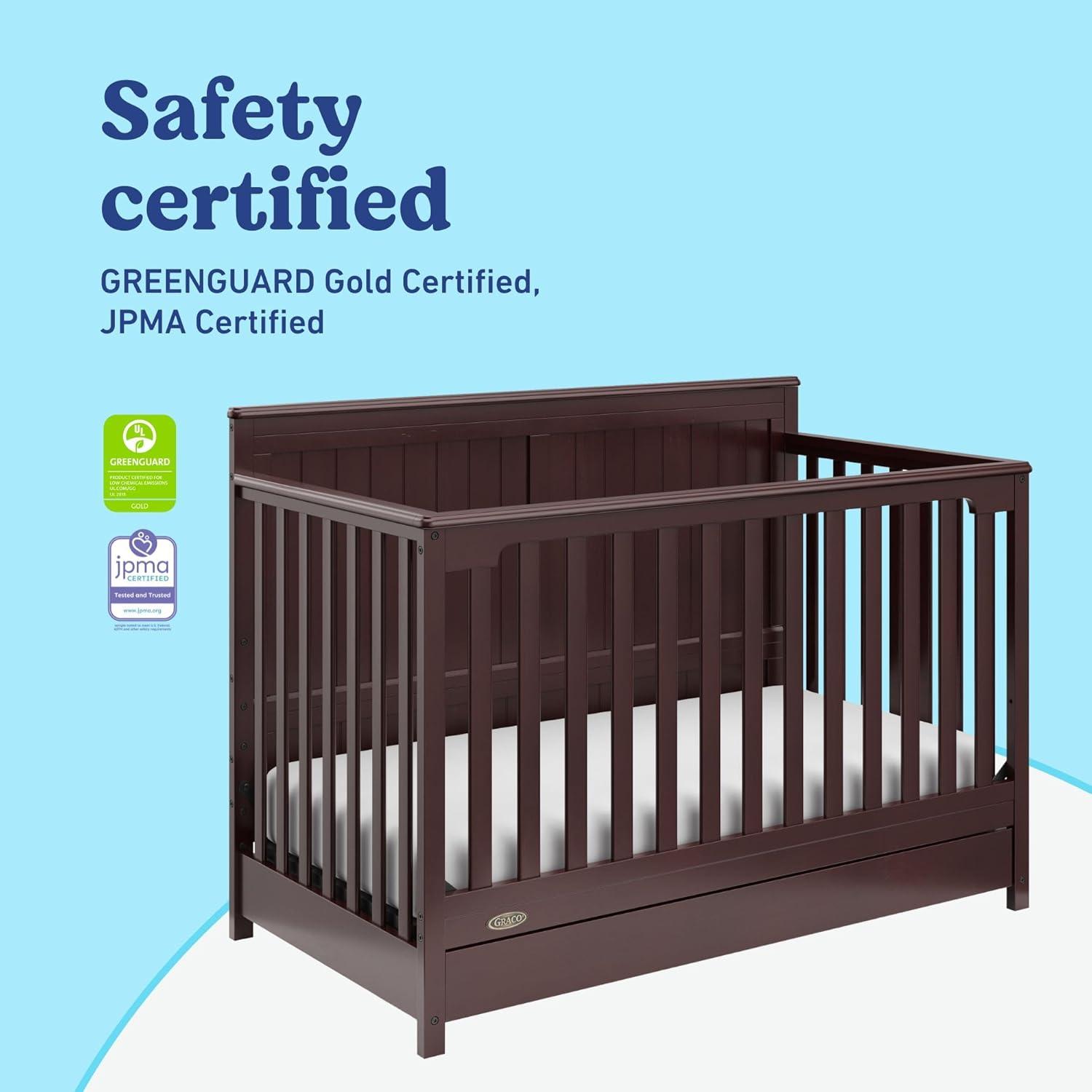 imageGraco Hadley 5in1 Convertible Crib ampamp Changer Espresso GREENGUARD Gold Certified Fits Standard Crib Mattress Converts to Toddler Bed and Full Bed 4 Adjustable Mattress HeightsEspresso