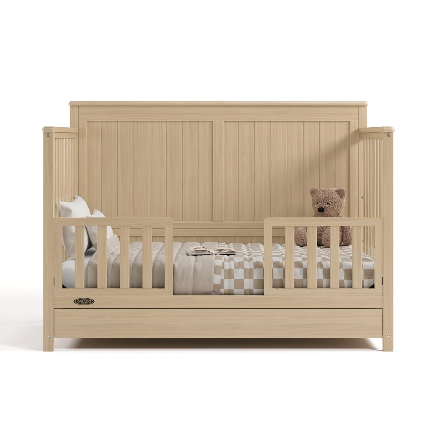 imageGraco Hadley 5in1 Convertible Crib ampamp Changer Espresso GREENGUARD Gold Certified Fits Standard Crib Mattress Converts to Toddler Bed and Full Bed 4 Adjustable Mattress HeightsDriftwood