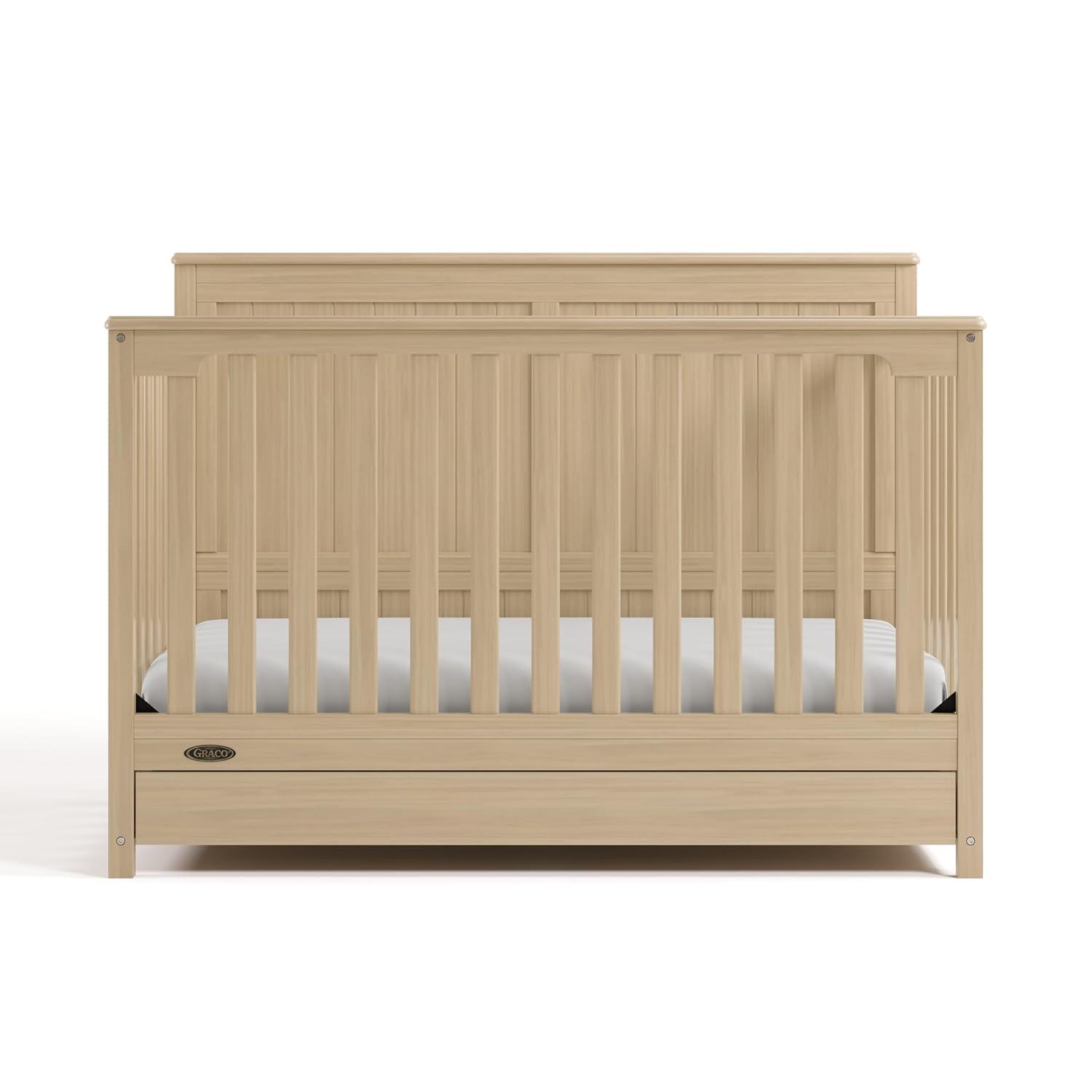 imageGraco Hadley 5in1 Convertible Crib ampamp Changer Espresso GREENGUARD Gold Certified Fits Standard Crib Mattress Converts to Toddler Bed and Full Bed 4 Adjustable Mattress HeightsDriftwood