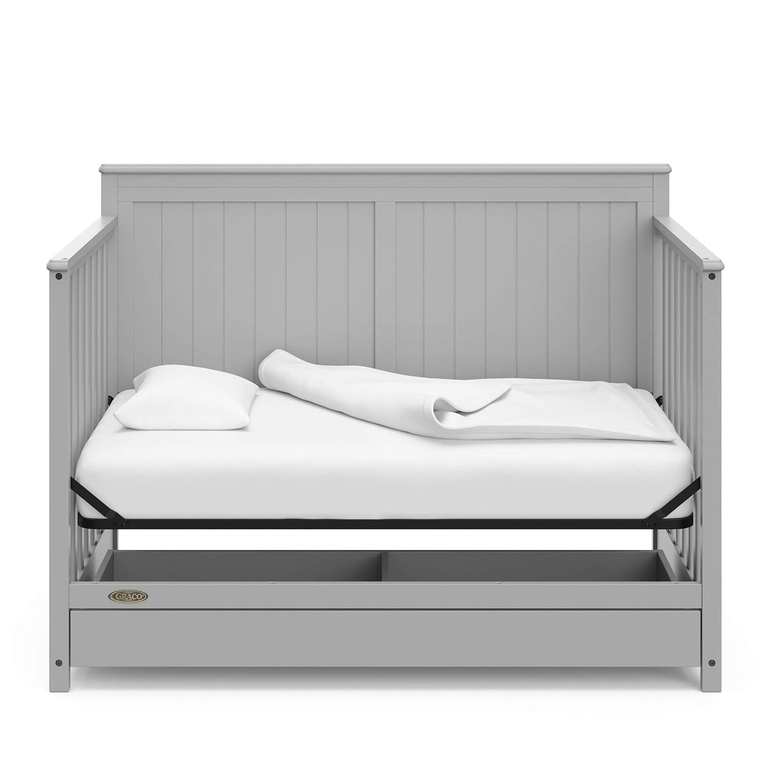 imageGraco Hadley 5in1 Convertible Crib ampamp Changer Espresso GREENGUARD Gold Certified Fits Standard Crib Mattress Converts to Toddler Bed and Full Bed 4 Adjustable Mattress HeightsPebble Gray