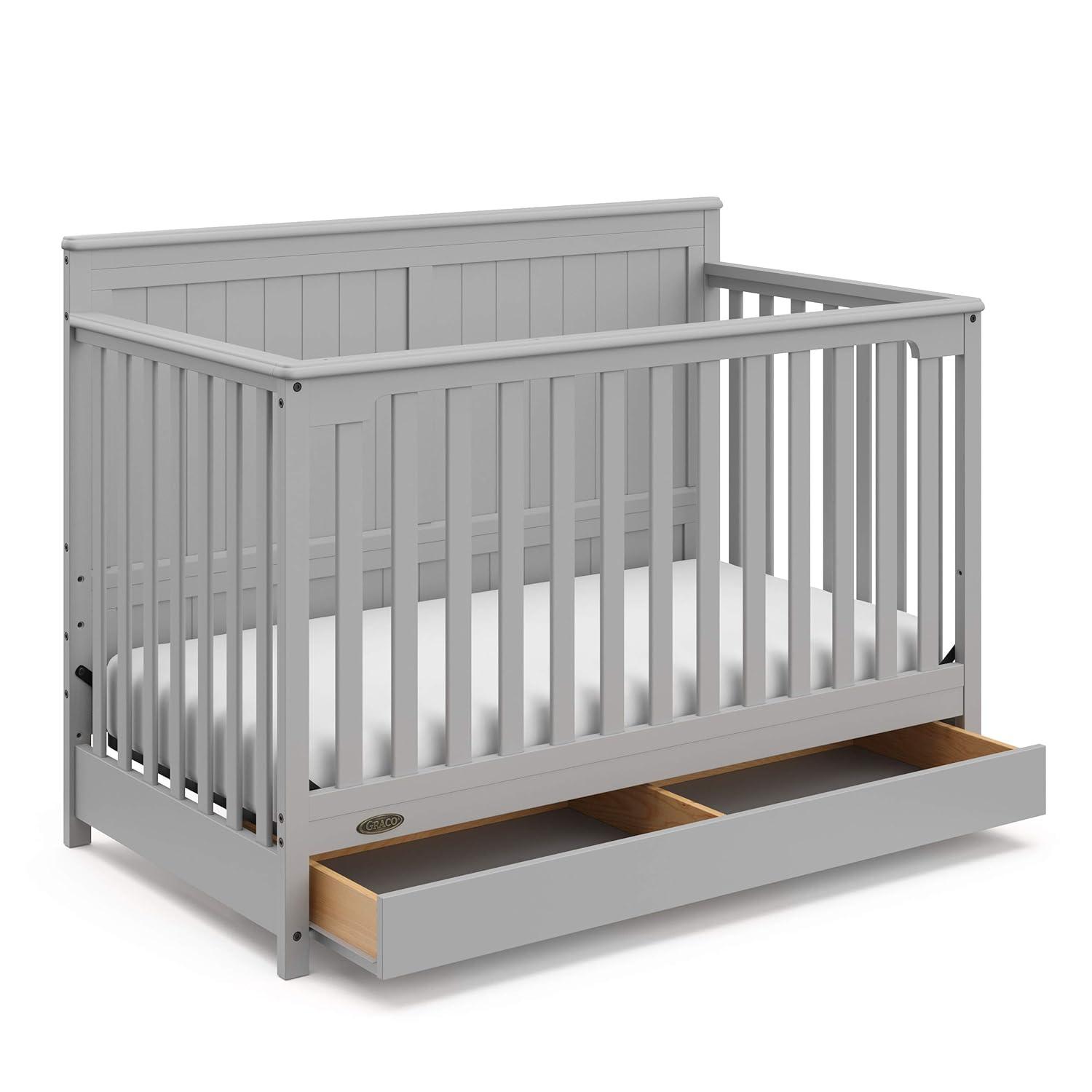 imageGraco Hadley 5in1 Convertible Crib ampamp Changer Espresso GREENGUARD Gold Certified Fits Standard Crib Mattress Converts to Toddler Bed and Full Bed 4 Adjustable Mattress HeightsPebble Gray