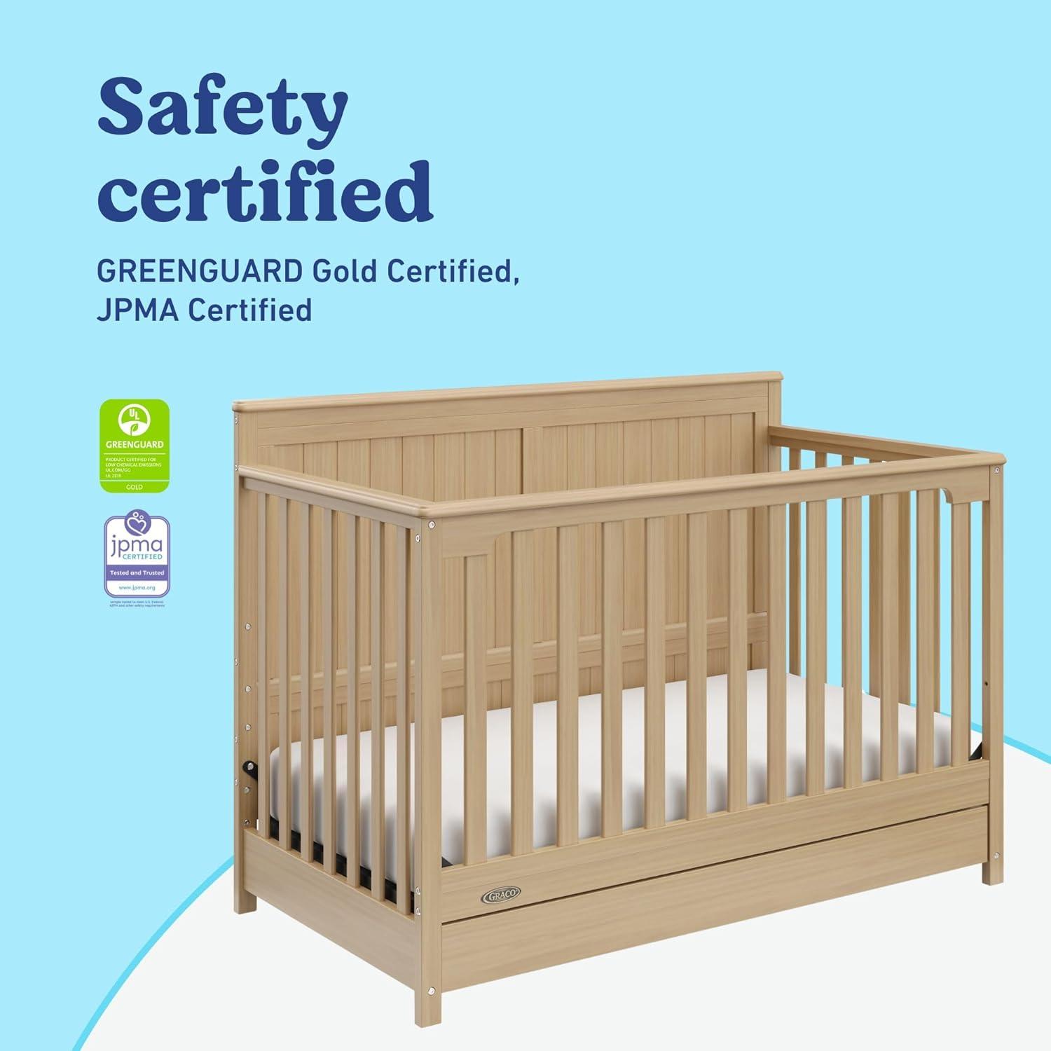 imageGraco Hadley 5in1 Convertible Crib ampamp Changer Espresso GREENGUARD Gold Certified Fits Standard Crib Mattress Converts to Toddler Bed and Full Bed 4 Adjustable Mattress HeightsDriftwood