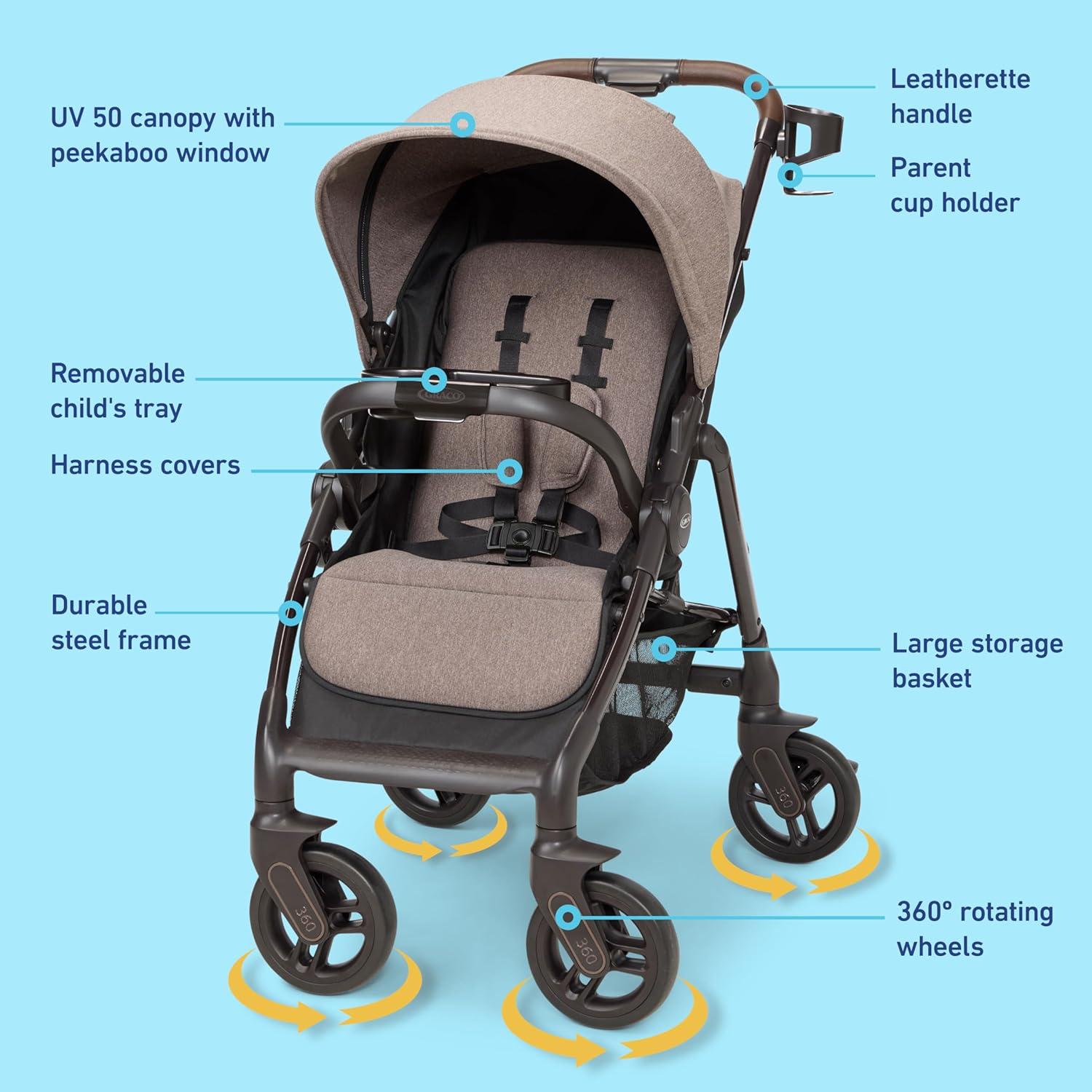 imageGraco Merge Travel System Swivel Wheel Baby Stroller Car Seat Combo Travel System Stroller with 360Degree Rotating WheelsStroller