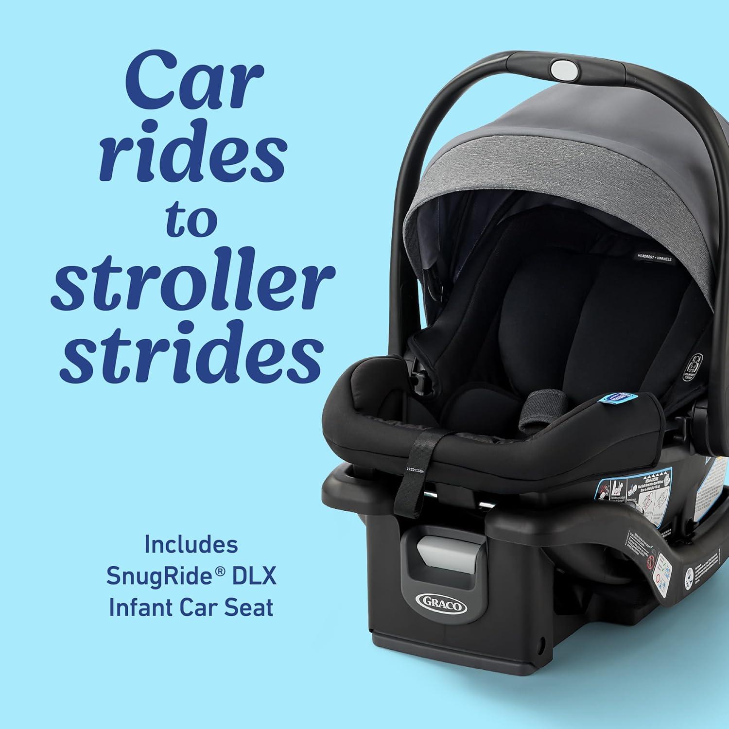 imageGraco Mode Nest2Grow DLX Travel System 4in1 Carseat Stroller Combo 4 Modes of Use Capability from Infant Car Seat Carrier to Double Stroller Includes SnugRide SnugFit LX Infant Car Seat RiordanRen