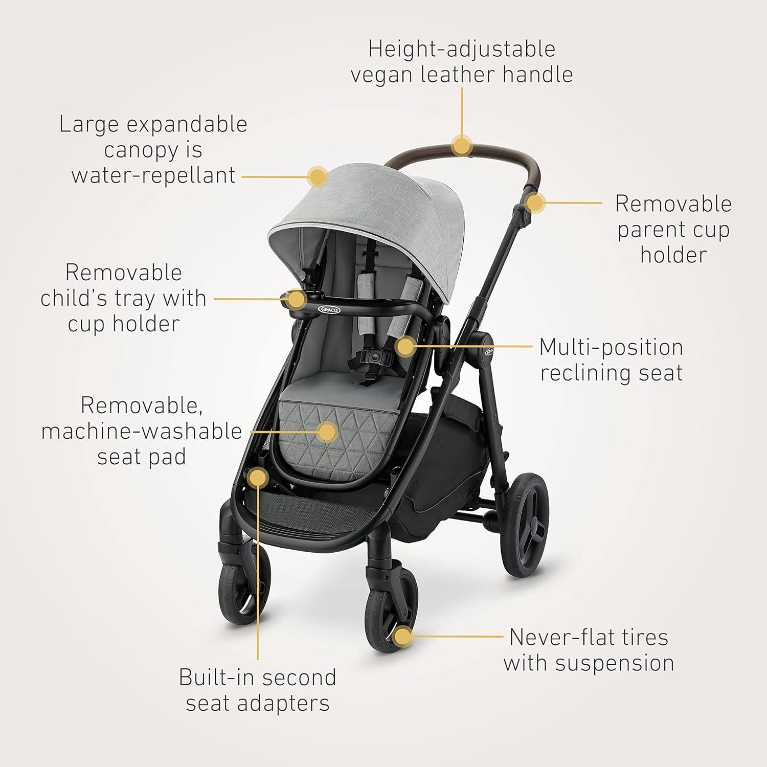 imageGraco Mode Nest2Grow DLX Travel System 4in1 Carseat Stroller Combo 4 Modes of Use Capability from Infant Car Seat Carrier to Double Stroller Includes SnugRide SnugFit LX Infant Car Seat RiordanMidtown