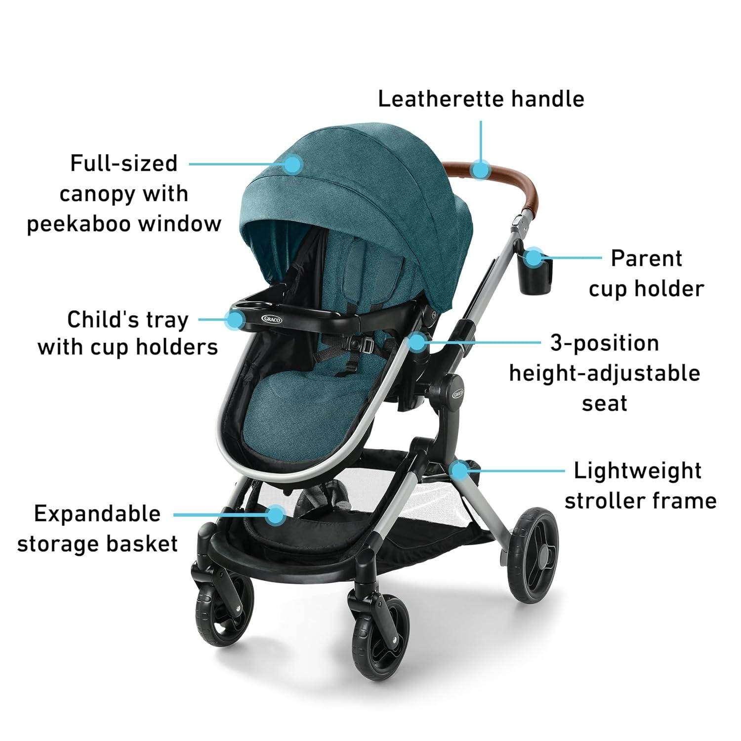imageGraco Modes Nest Travel System 3in1 Modular Carseat Stroller Combo Adjustable Slide2Me Infant Car Seat Carrier Pramette Toddler Stroller Includes SnugRide 35 Lite Elite Infant Car Seat BayfieldBayfield