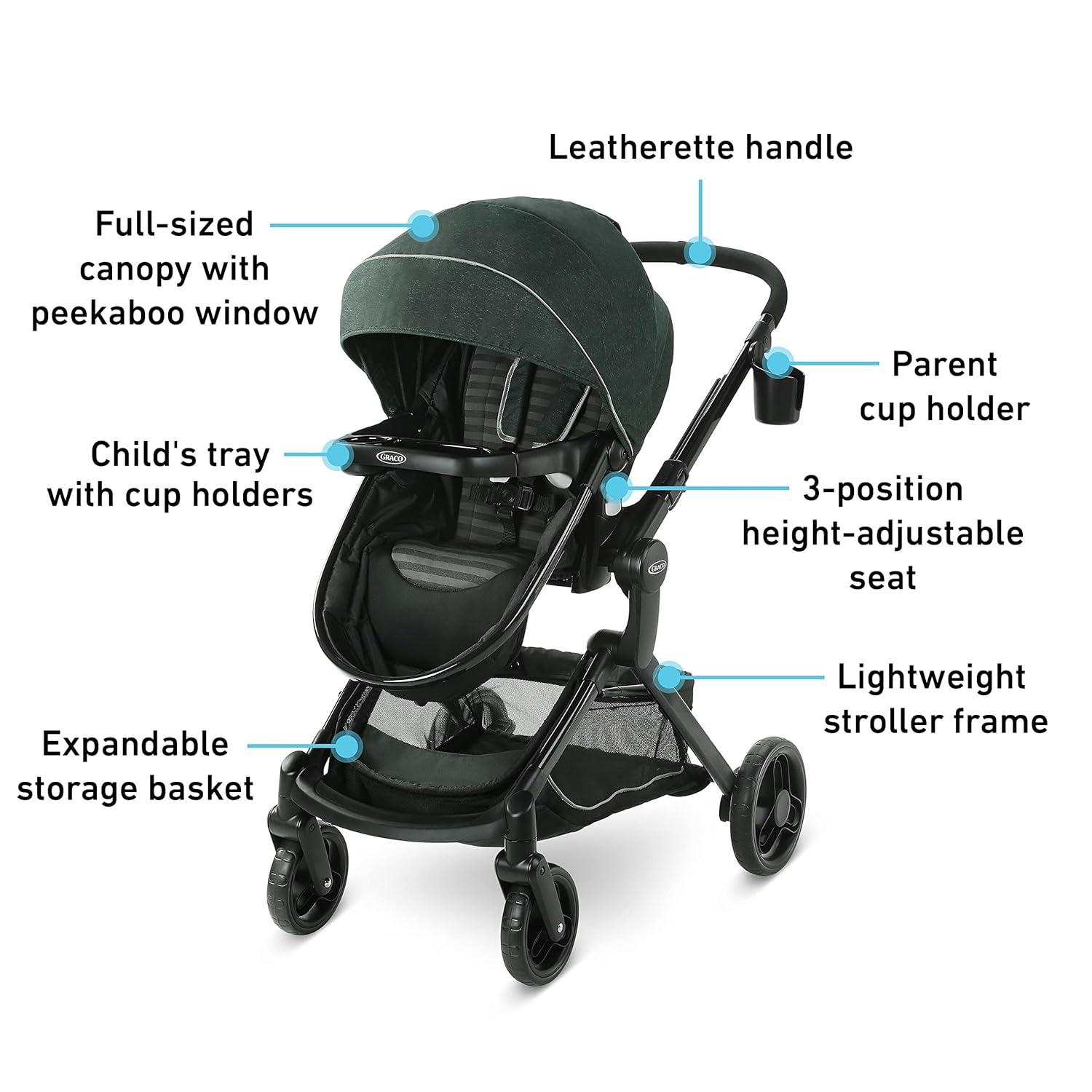 imageGraco Modes Nest Travel System 3in1 Modular Carseat Stroller Combo Adjustable Slide2Me Infant Car Seat Carrier to Toddler Stroller Includes the SnugRide DLX Infant Car Seat SullivanRaven