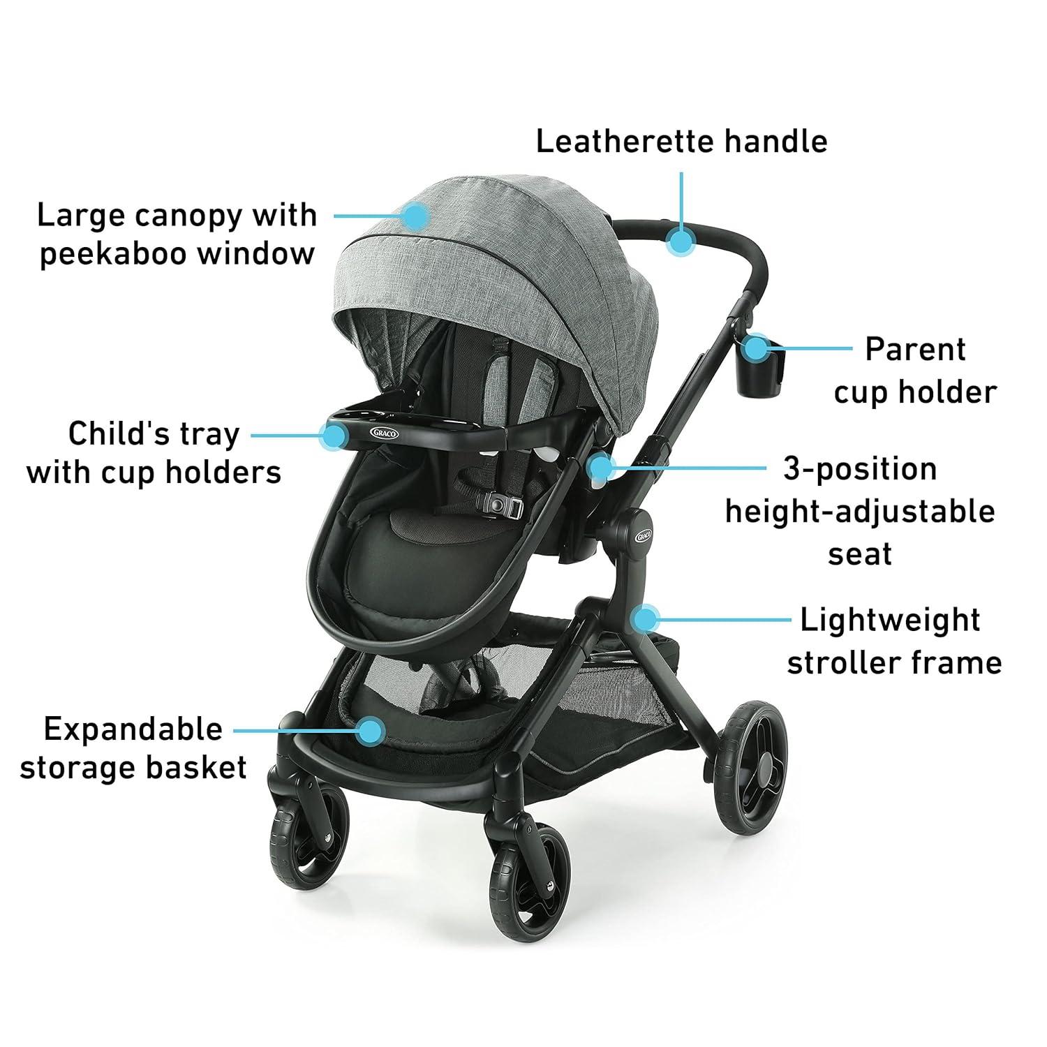 imageGraco Modes Nest Travel System 3in1 Modular Carseat Stroller Combo Adjustable Slide2Me Infant Car Seat Carrier to Toddler Stroller Includes the SnugRide DLX Infant Car Seat SullivanNico