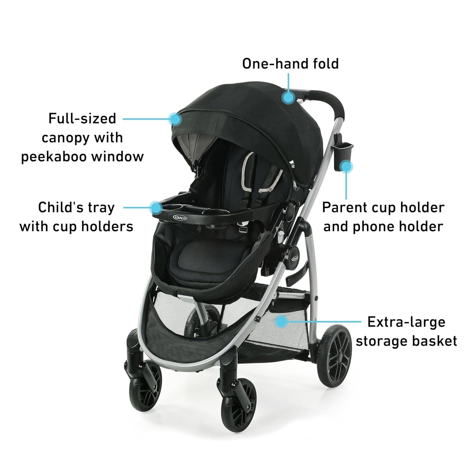 imageGraco Modes Pramette Travel System 3in1 Modular Carseat Stroller Combo Infant Car Seat Carrier to Toddler Stroller Includes the SnugRide 35 Car Seat EllingtonPierce