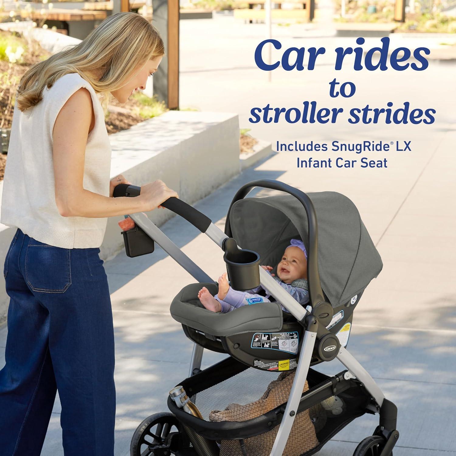 imageGraco Modes Pramette Travel System 3in1 Modular Carseat Stroller Combo Infant Car Seat Carrier to Toddler Stroller Includes the SnugRide 35 Car Seat EllingtonEllington
