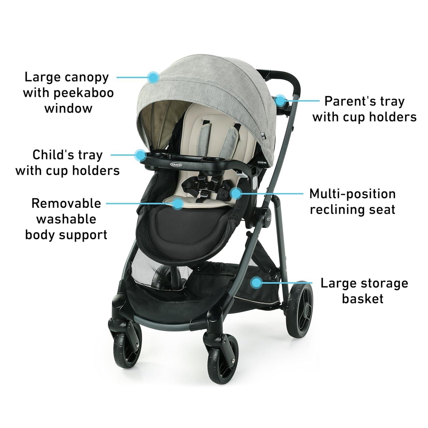 imageGraco Modes Pramette Travel System 3in1 Modular Carseat Stroller Combo Infant Car Seat Carrier to Toddler Stroller Includes the SnugRide 35 Car Seat EllingtonLynwood
