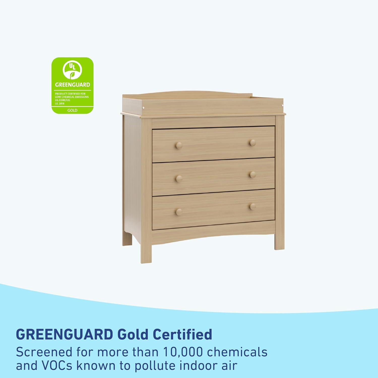 imageGraco Noah 3 Drawer Chest with Changing Topper Pebble Gray GREENGUARD Gold Certified Baby Dresser Table Top for Nursery KidsDriftwood