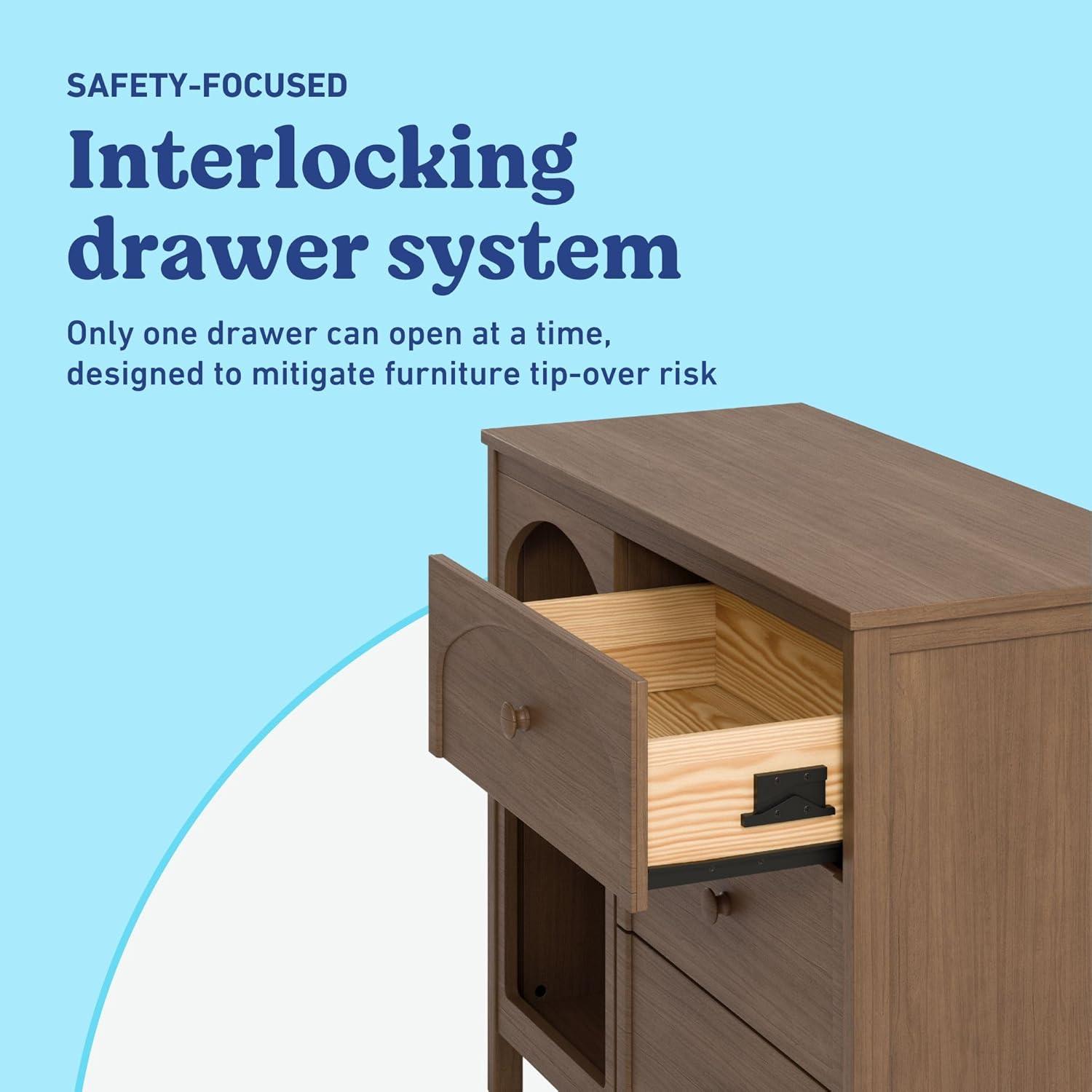 imageGraco Olivia 6 Drawer Double Dresser Driftwood GREENGUARD Gold Certified Storage for Baby and Kids Bedroom Interlocking Drawer System AntiTip Kit IncludedHazelnut