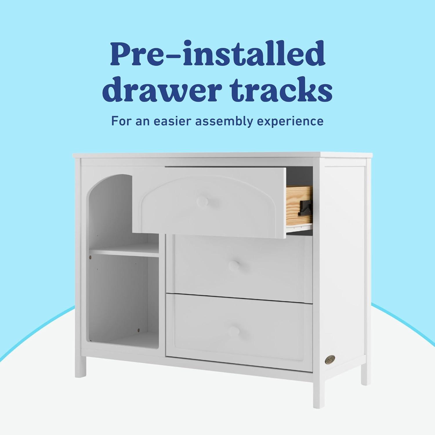 imageGraco Olivia 6 Drawer Double Dresser Driftwood GREENGUARD Gold Certified Storage for Baby and Kids Bedroom Interlocking Drawer System AntiTip Kit IncludedWhite